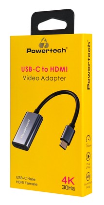POWERTECH αντάπτορας USB-C σε HDMI PTR-0208, 4K/30Hz, 10 Gbps, γκρι