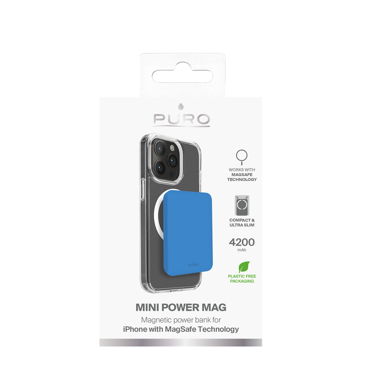 Puro External Battery 4200mAh MagSafe USB-C, Blue