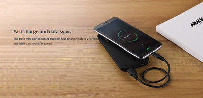 ROCKROSE καλώδιο USB σε Micro USB Beta AM Mini, 2.4A, 30cm, μαύρο