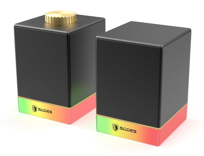 SADES gaming ηχεία Dionsyn με RGB φωτισμό, 2x 5W, Bluetooth & USB-C/USB, μαύρα