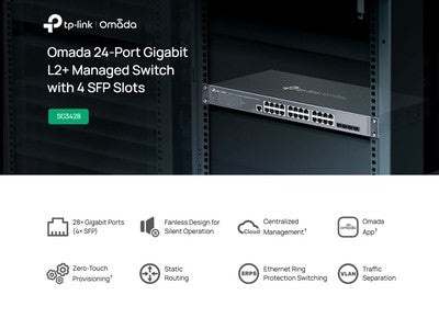 TP-LINK Omada access switch SG3428, 24-Port Gigabit, 4x SFP, V2.30