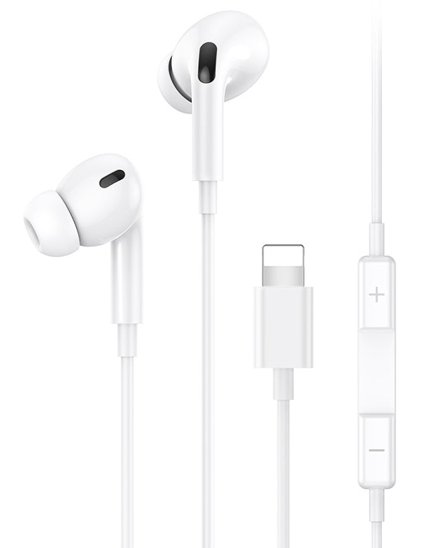 USAMS earphones με μικρόφωνο EP-41, Lightning, Φ10mm, 1.2m, λευκά