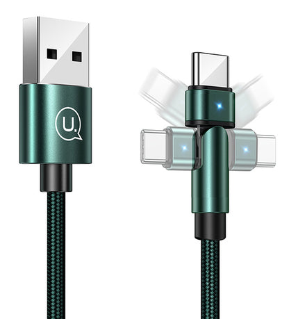 USAMS καλώδιο USB-C σε USB SJ477, περιστρεφόμενο βύσμα, 2A, 1m, πράσινο