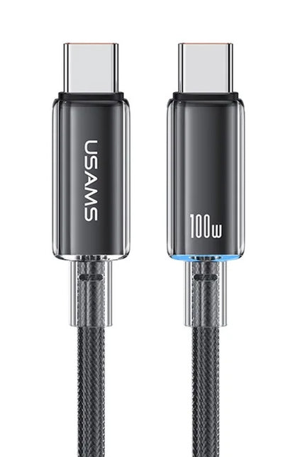 USAMS καλώδιο USB-C σε USB-C US-SJ660, 100W, 480Mbps, 1.2m, μαύρο