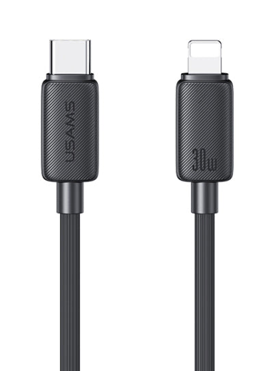 USAMS καλώδιο Lightning σε USB-C US-SJ692, 30W, 480Mbps, 1m, μαύρο