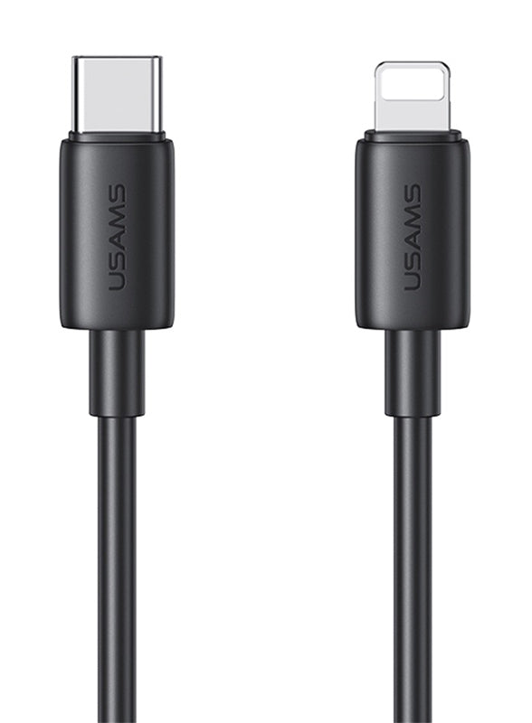 USAMS καλώδιο Lightning σε USB-C US-SJ712, 30W, 480Mbps, 1m, μαύρο