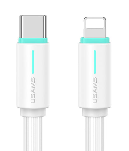 USAMS καλώδιο Lightning σε USB-C US-SJ735, 30W, 480Mbps, 1m, λευκό