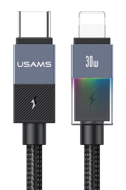 USAMS καλώδιο Lightning σε USB-C SJ776, 30W, 480Mbps, 1.2m, μαύρο