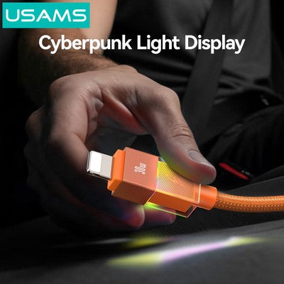 USAMS καλώδιο Lightning σε USB-C SJ776, 30W, 480Mbps, 1.2m, πορτοκαλί