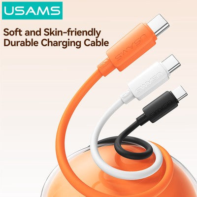 USAMS καλώδιο USB-C SJ787, σιλικόνης, 60W, 480Mbps, 1m, πορτοκαλί