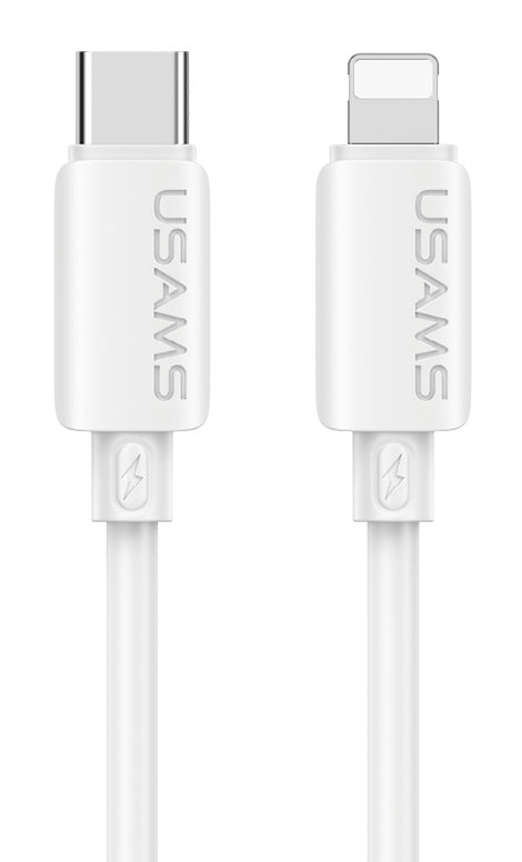 USAMS καλώδιο Lightning σε USB-C SJ788, σιλικόνης, 30W, 480Mbps, 1m, λευκό