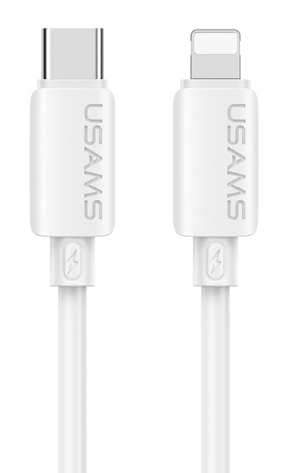 USAMS καλώδιο Lightning σε USB-C SJ788, σιλικόνης, 30W, 480Mbps, 1m, λευκό