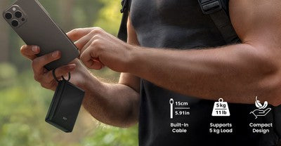 SILICON POWER power bank CP10 με καλώδιο USB-C, 2x θύρες εξόδου, 10000mAh, 20W, μαύρο