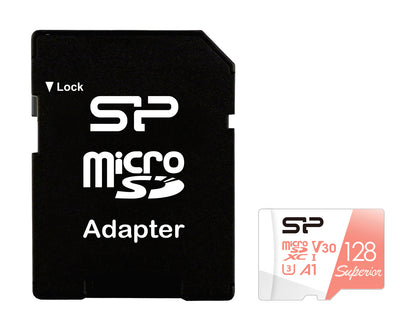 SILICON POWER κάρτα μνήμης microSDXC Superior, 128GB, C10 UHS-I U3 A1 V30