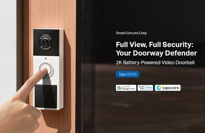TP-LINK smart κουδούνι με κάμερα Tapo D210, 2K/3MP, WiFi, 6400mAh, IP65, V2.0