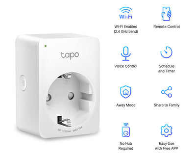 TP-LINK smart αντάπτορας ρεύματος TAPO-P100, Wi-Fi, ΒΤ, 4τμχ, Ver. 1.0