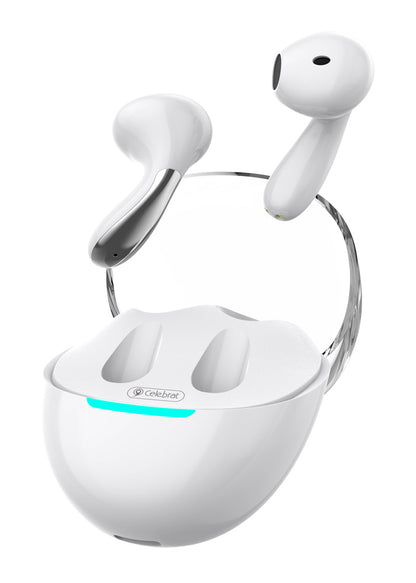 CELEBRAT earphones με θήκη φόρτισης W51, True Wireless, Φ13mm, λευκά
