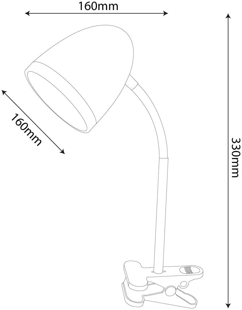 Avide Basic Φωτιστικό Γραφείου με Κλιπ E27 15W Λευκό