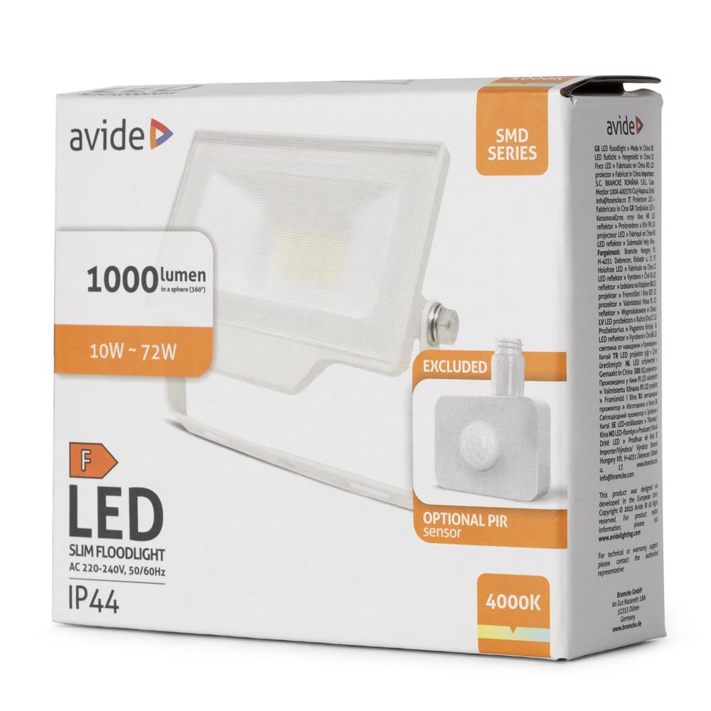 Avide Προβολέας LED SMD 10W NW 4000K με Δυνατότητα Προσθήκης Αισθητήρα PIR Λευκό