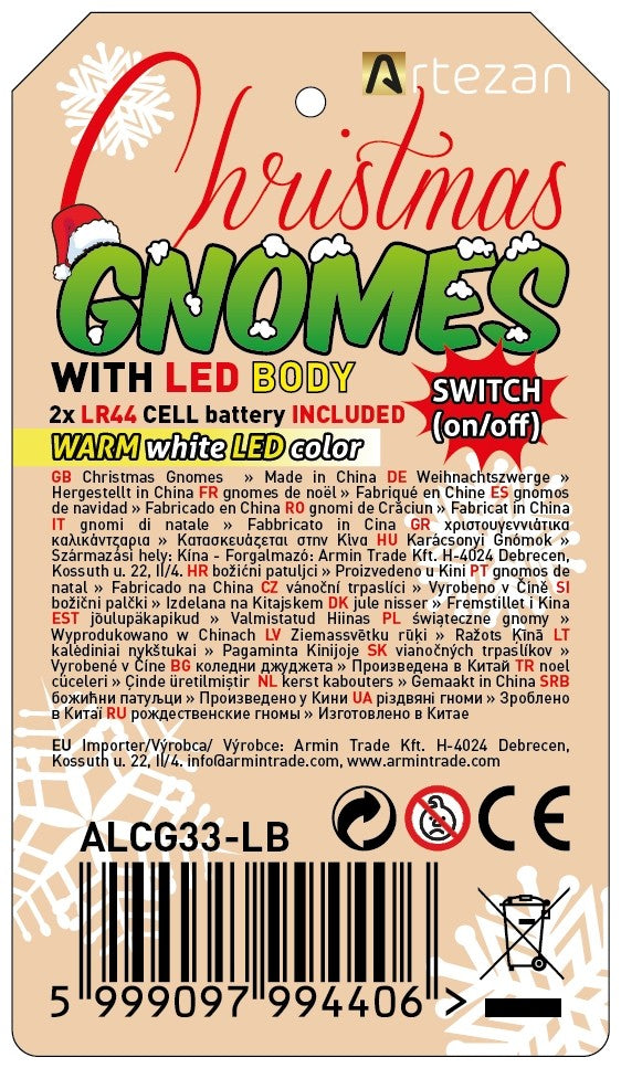 Artezan Χριστουγεννιάτικος Νάνος 33cm LED Σώμα με Μπαταρίες