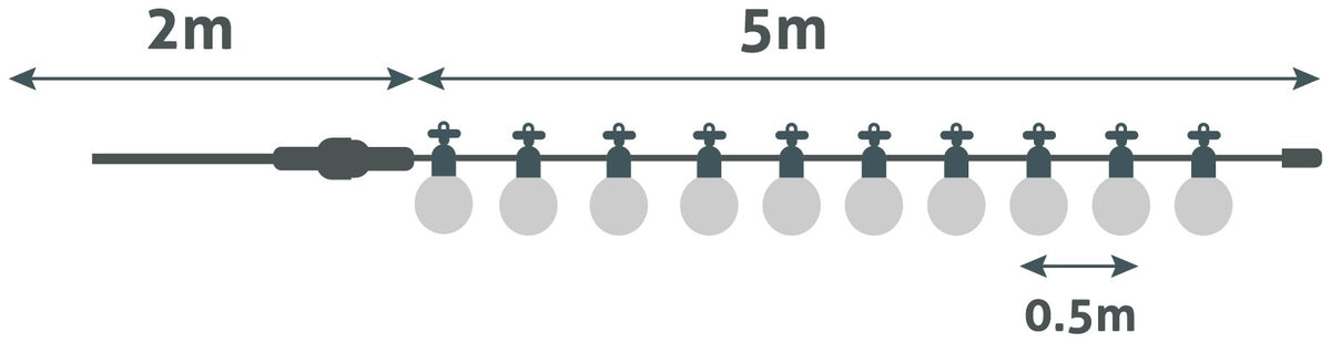 Avide Εξωτερική Γιρλάντα 5m Θερμό Decor  3xAA (Δεν περιλαμβ.)