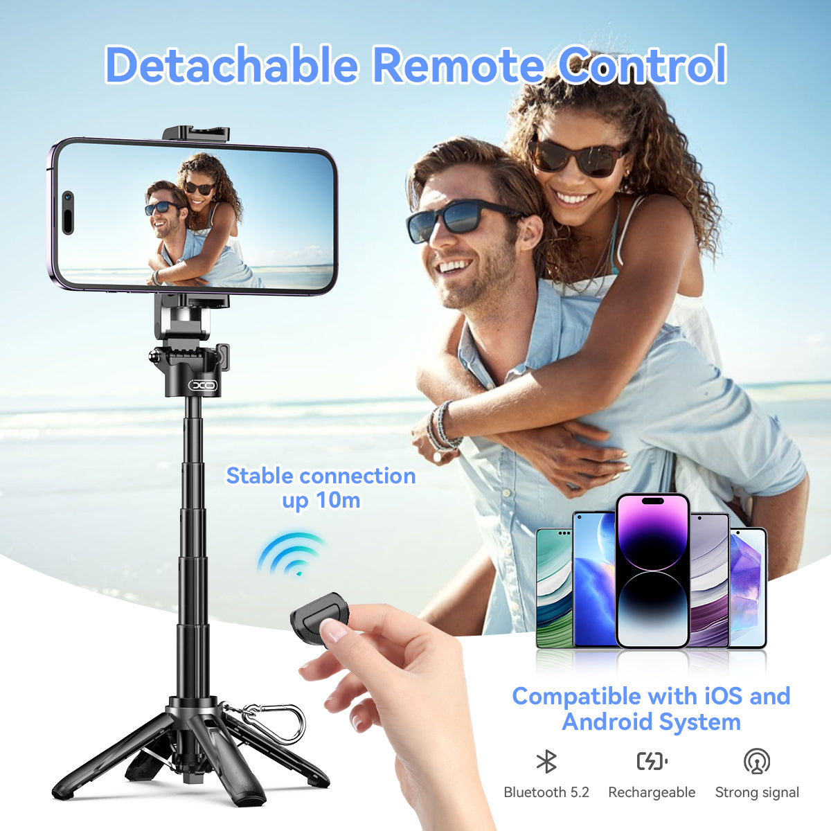 XO SS21 Πολυλειτουργικό Mini Bluetooth Selfie Stick 4 σε 1
