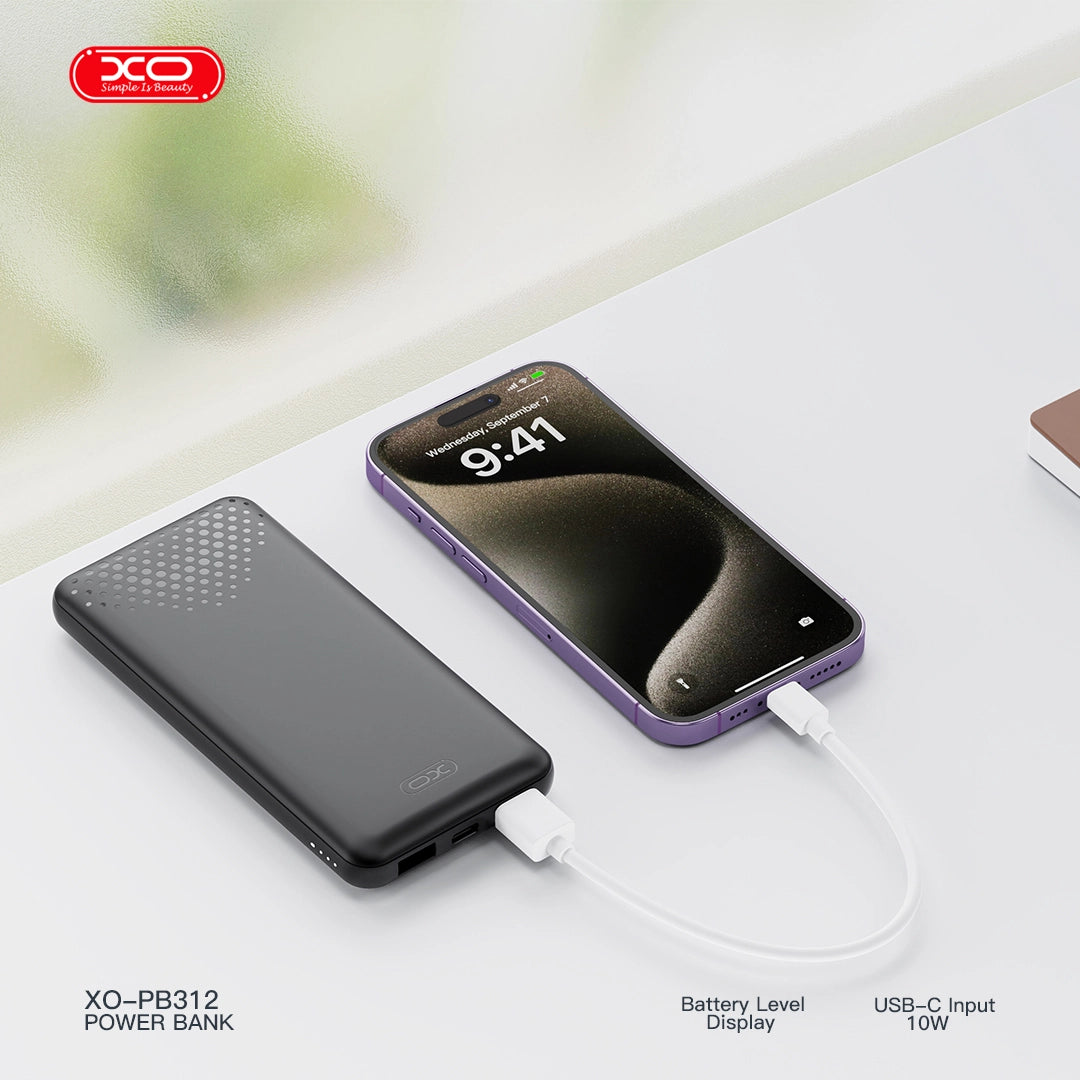 XO PB312 Powerbank 10.000mAh Μαύρο