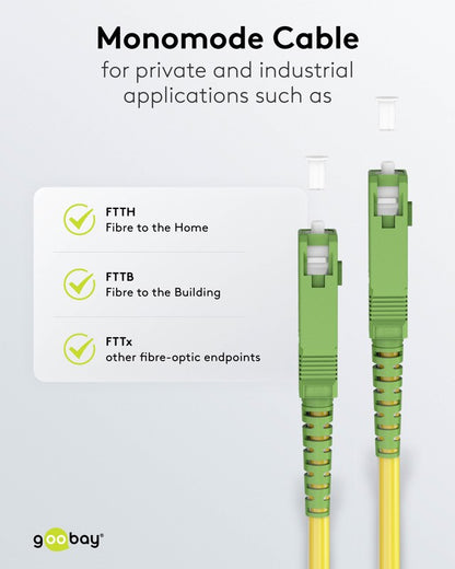 Goobay Καλώδιο Οπτικής FTTH Ίνας Μονής Λειτουργίας OS2 Κίτρινο 10μ