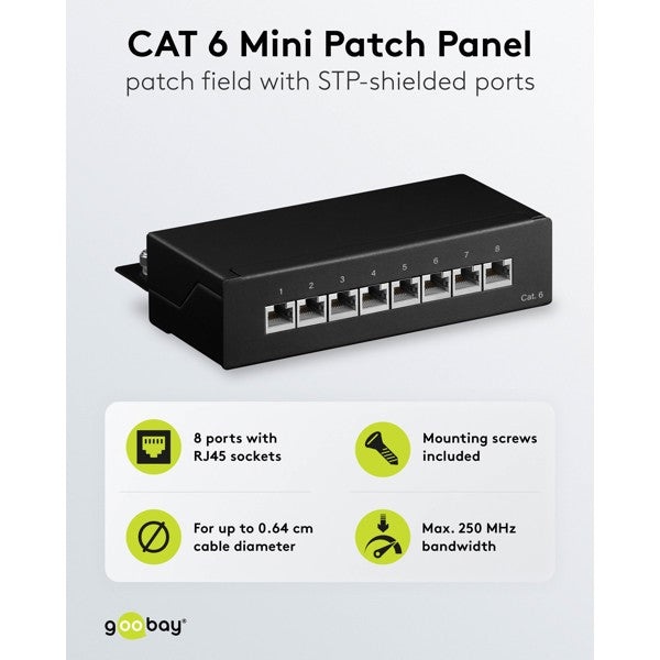 Goobay CAT 6 Patch Panel 8 Θυρών Mini/Desktop 96105 Μαύρο