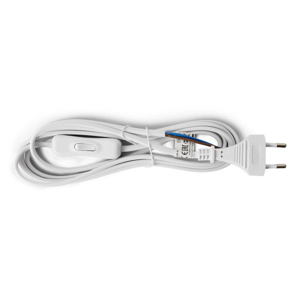 Entac Rewireable Καλώδιο 2G0.75 με Διακόπτη ON/OFF Λευκό 2.5m