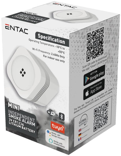 Entac Smart Mini Ανιχνευτής Καπνού με WIFI TUYA