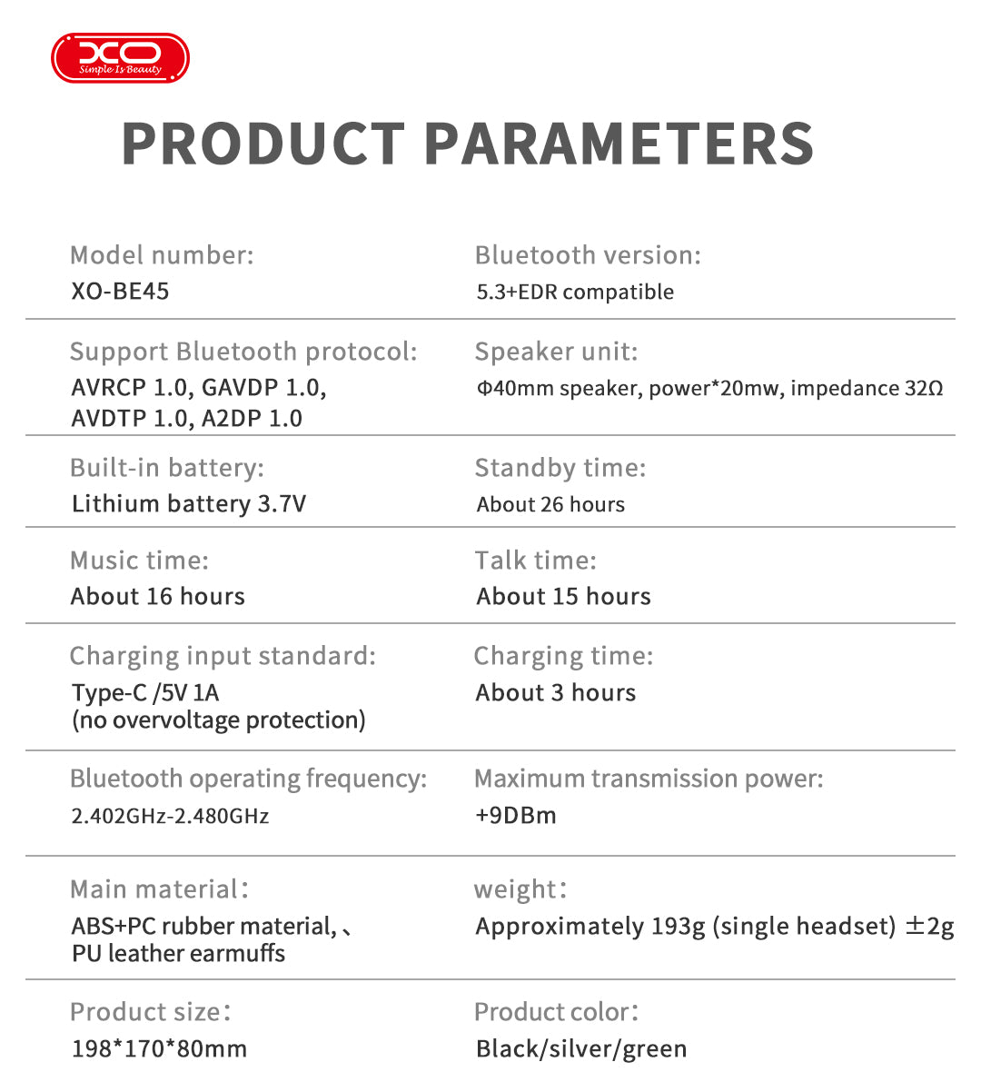 XO BE45 Beiguo Φορητά Ακουστικά Bluetooth Ασημί