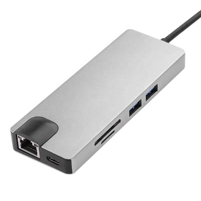 Μετατροπέας 8in1 USB C hub RJ45 HDMI USBx2 VGA SD TF USB3.0x2