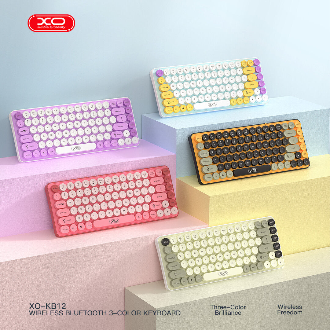 XO KB-12 Ασύρματο Πληκτρολόγιο Bluetooth Tri-Colour Γκρι