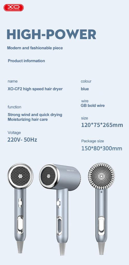XO CF2 1600W Πιστολάκι Μαλλιών Ταξιδίου Μπλέ