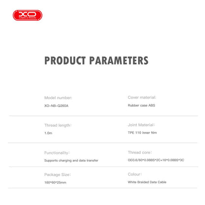 XO NB-Q260A Καλώδιο Φόρτισης Type-C σε Type-C 60W 1Μ
