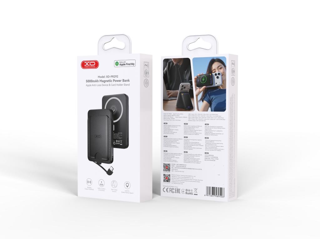 XO PR292 Πολυλειτουργικό Μαγνητικό Power Bank με Καλώδιο Type-C