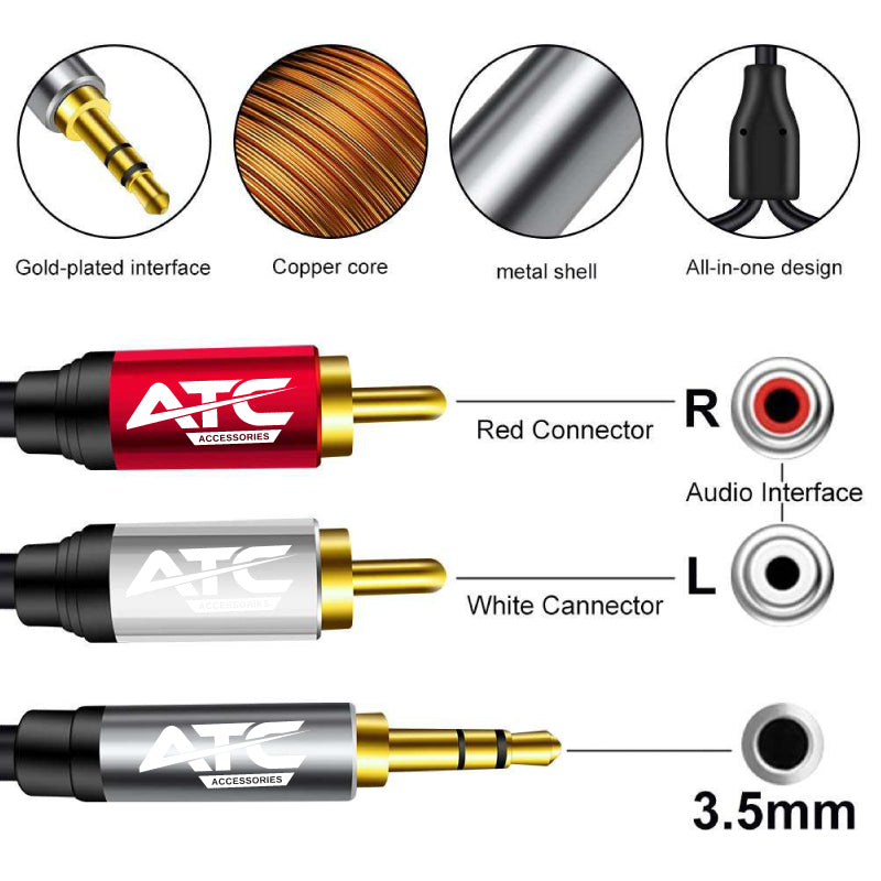 ATC HQ 3.5mm M/ 2 X RCA Cable 1.5m
