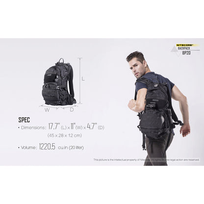 Nitecore Σακίδιο Πλάτης BP20 Μαύρο
