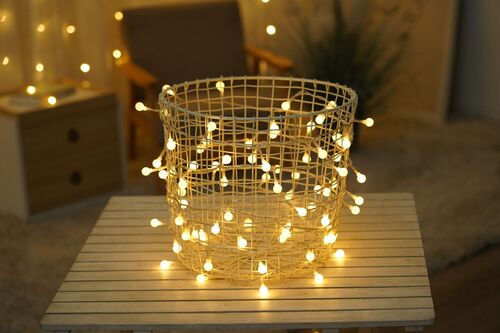 Modee Lighting Χριστουγεννιάτικα Λαμπάκια LED Τύπου Berry με Τροφοδοτικό (100LED/10m/10cm) Θερμό Λευκό