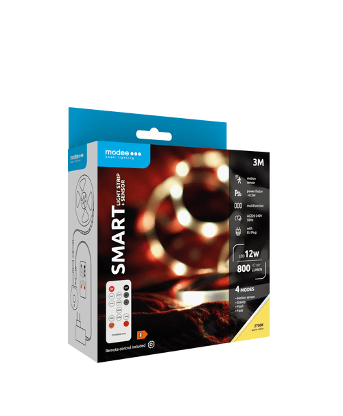 Modee Smart Ταινία LED 12W IP20 με Τηλεχειριστήριο & Αισθητήρα 2700K 800lm 3m