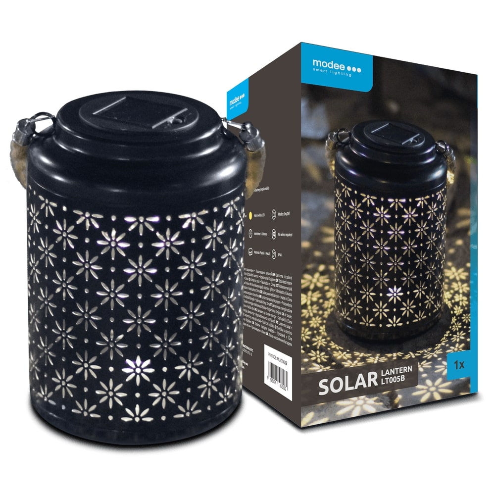 Modee Lighting LED Ηλιακό Φαναράκι Κήπου LT005B (H26x17x17cm) Μαύρο