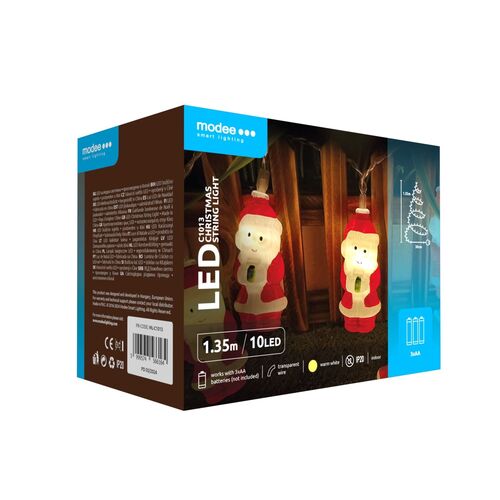 Modee Χριστουγεννιάτικα Φωτάκια LED Μπαταρίας (10LED/1.35m/15cm) Θερμό Λευκό