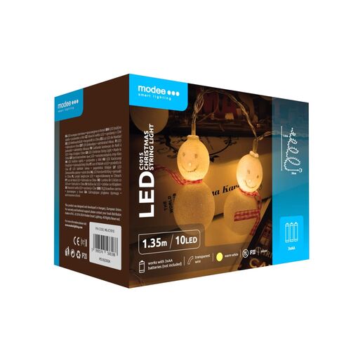 Modee Χριστουγεννιάτικα Φωτάκια LED Μπαταρίας (10LED/1,35m/15cm) Θερμό Λευκό