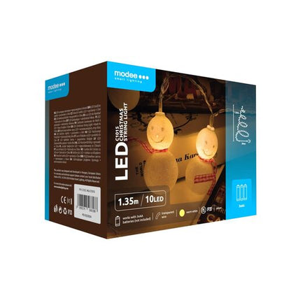 Modee Χριστουγεννιάτικα Φωτάκια LED Μπαταρίας (10LED/1,35m/15cm) Θερμό Λευκό