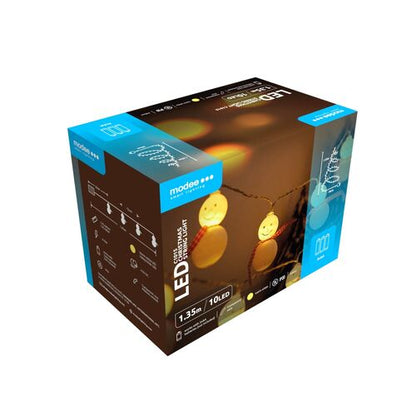 Modee Χριστουγεννιάτικα Φωτάκια LED Μπαταρίας (10LED/1,35m/15cm) Θερμό Λευκό