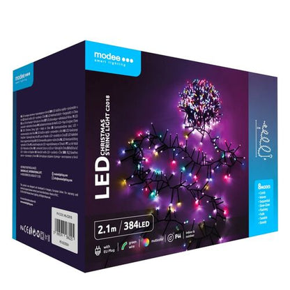 Modee Χριστουγεννιάτικα Φωτάκια LED με Τροφοδοτικό (384LED/2.1m) Πολύχρωμα