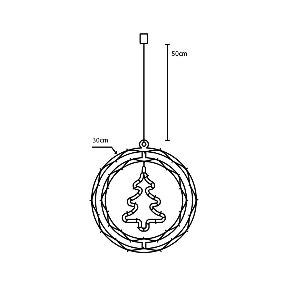 Modee Χριστουγεννιάτικο Διακοσμητικό Παραθύρου LED μπαταρίας  (48LED D50cm)