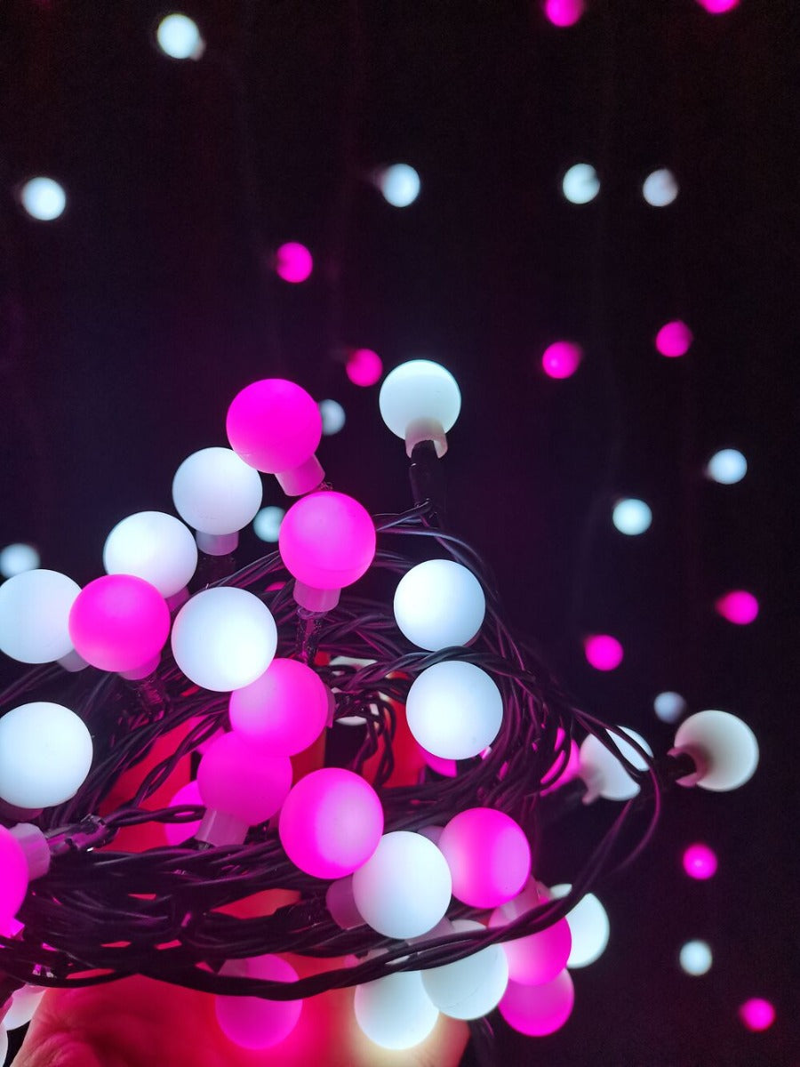 Modee Christmas LED Λαμπάκια Τύπου Berry με Βύσμα (100LED/10m/10cm) Ροζ & Ψυχρό