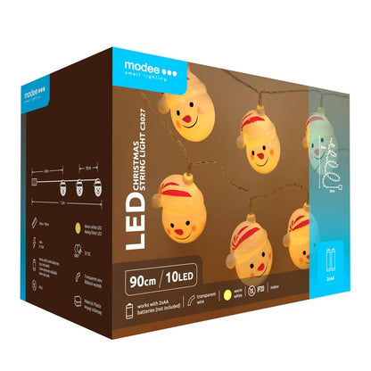 Modee Χριστουγεννιάτικα Διακοσμητικά Φωτάκια LED Μπαταρίας (10LED/120cm/10cm) Θερμό Λευκό